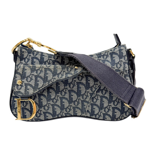 Double Saddle Blue Trotter Canvas Crossbody Bag