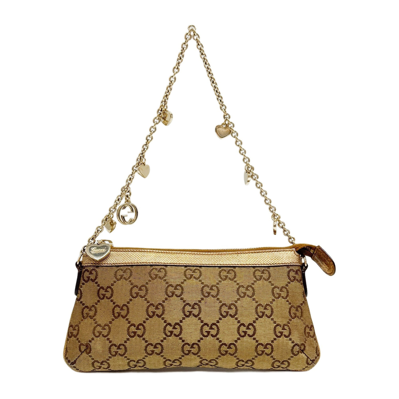 GG Metalic Gold Canvas Chain Pochette