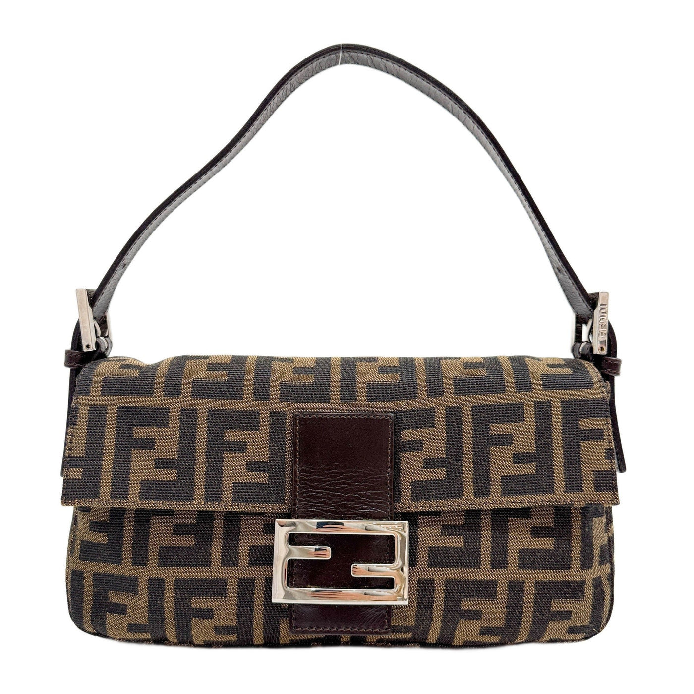 Baguette Brown Zucca Canvas Shoulder Bag