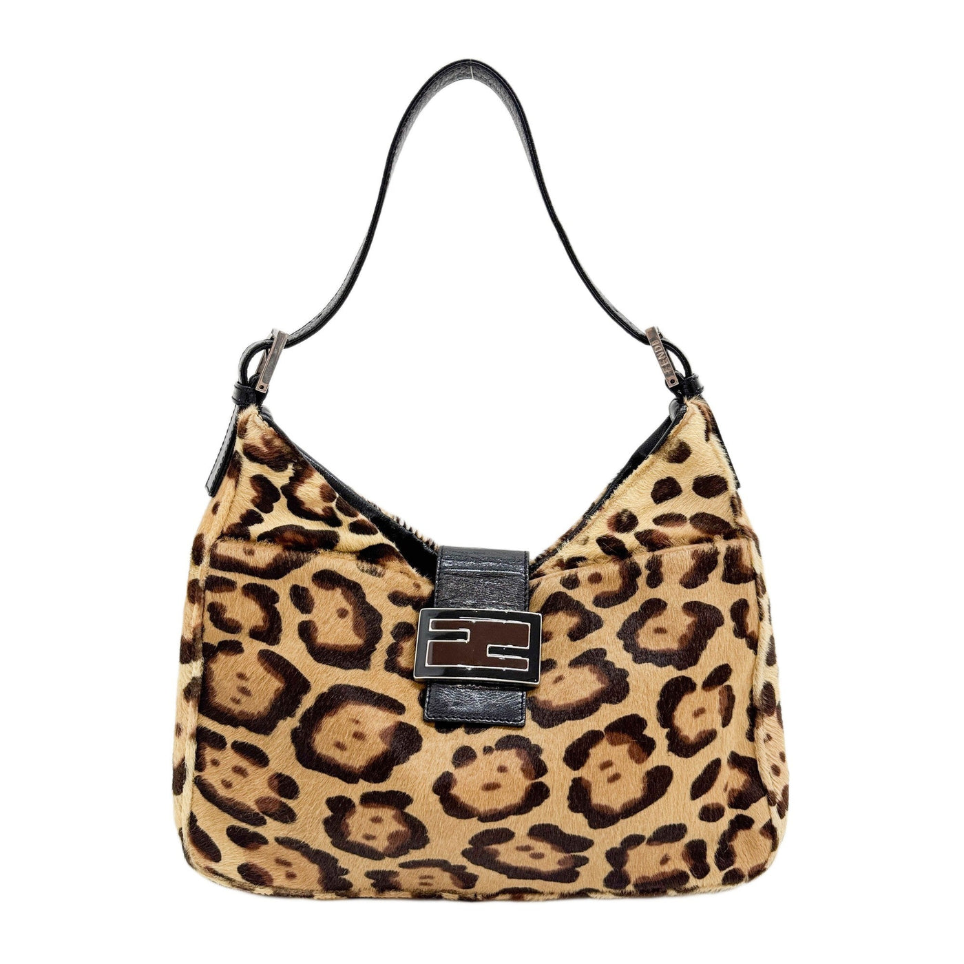 Brown Cheetah Pony Hair Shoulder Bag