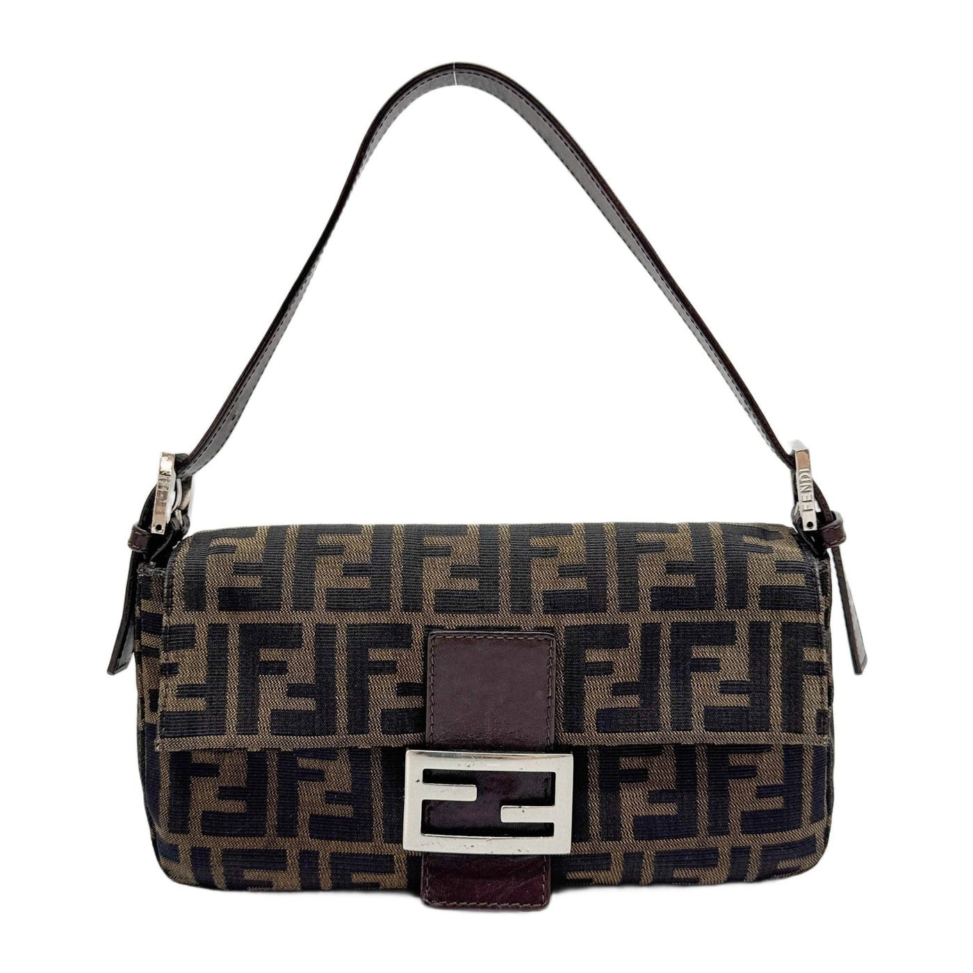 Baguette Brown Zucca Canvas Shoulder Bag