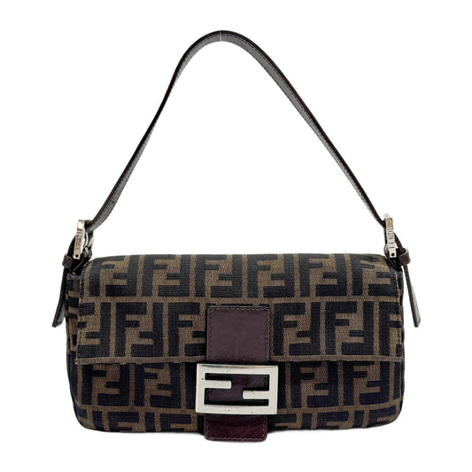 Baguette Brown Zucca Canvas Shoulder Bag