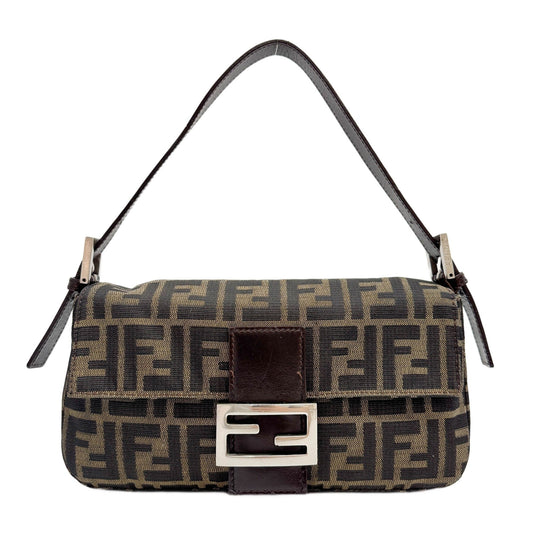 Baguette Brown Zucca Canvas Shoulder Bag