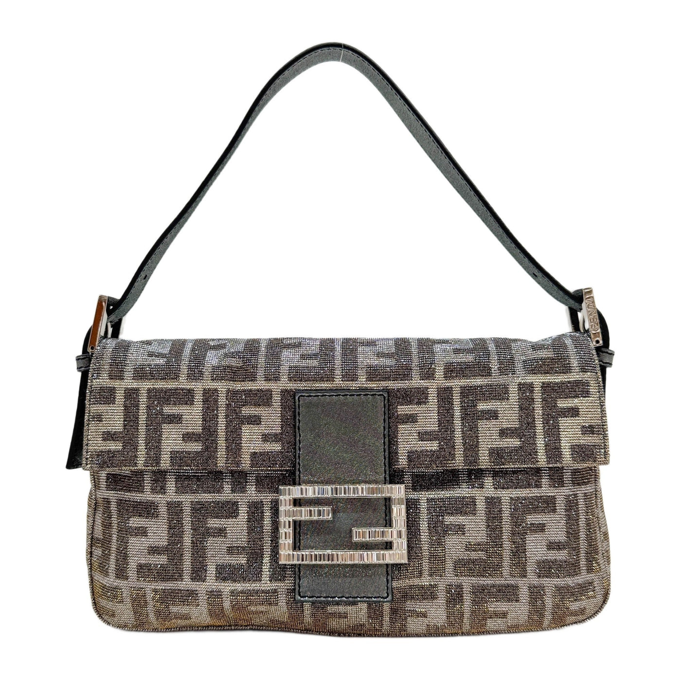 Baguette Iridescent Silver and Gold Glitter Shoulder Bag
