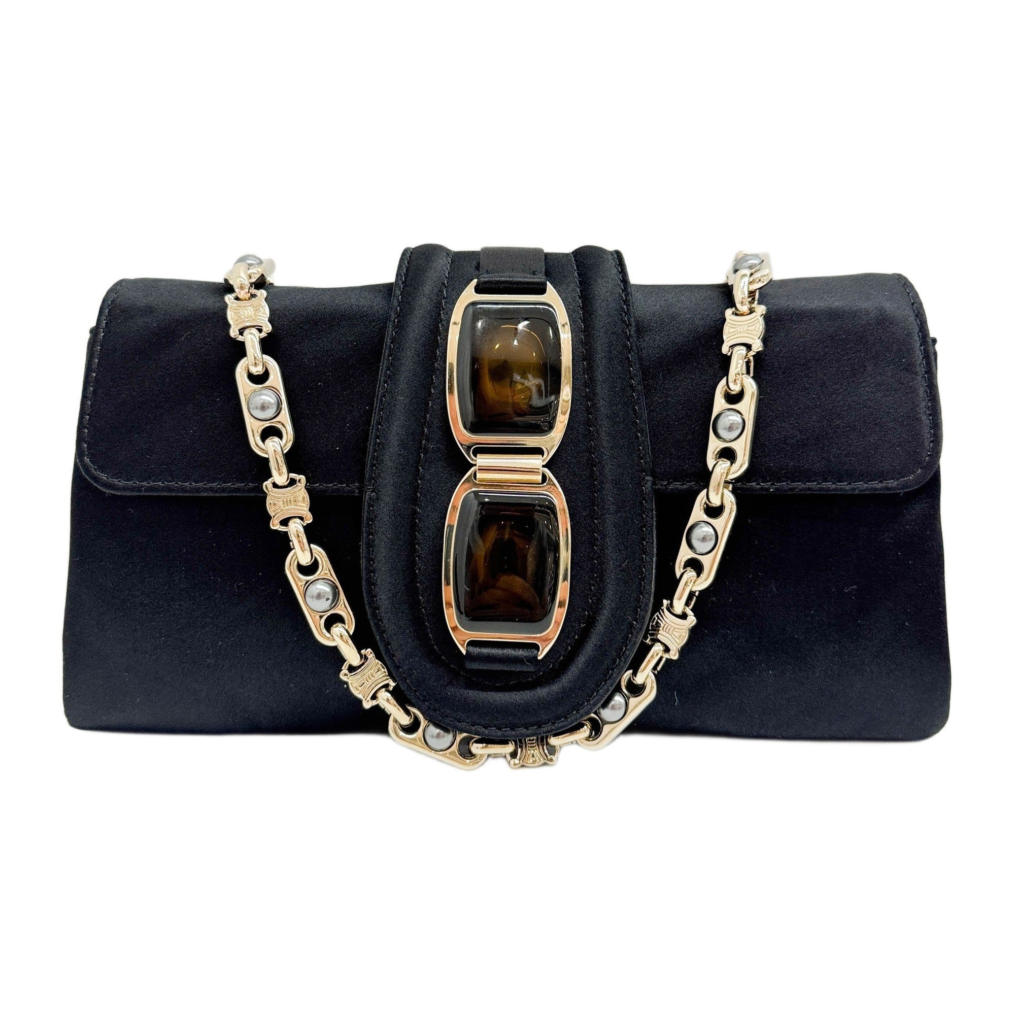 Black Satin Chain Shoulder Bag
