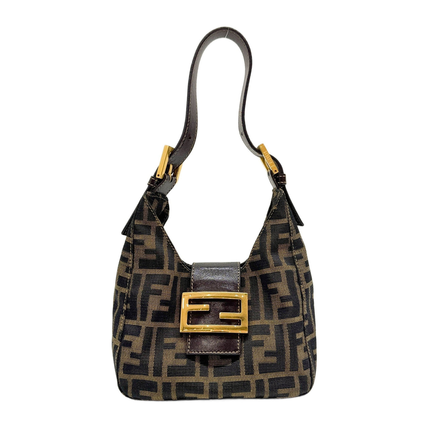 Small Croissant Brown Zucca Canvas Hand Bag