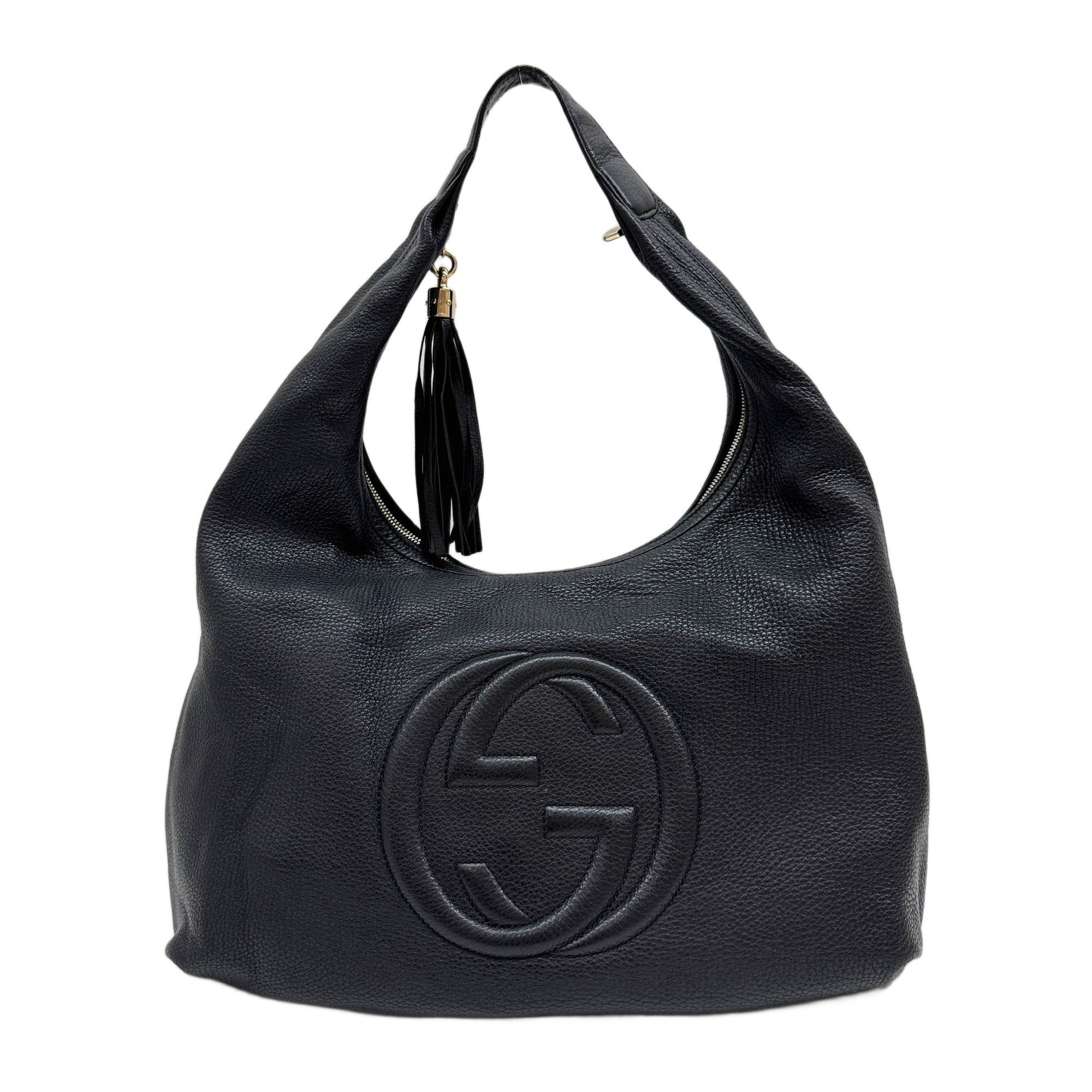 Soho Black Leather Hobo Shoulder Bag