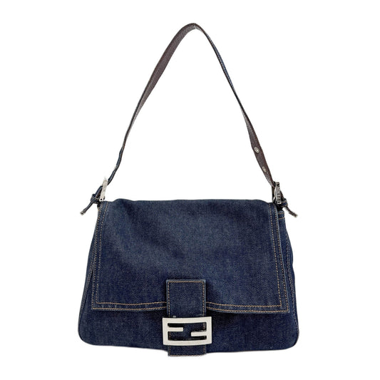 Mamma Baguette Dark Blue Denim Shoulder Bag