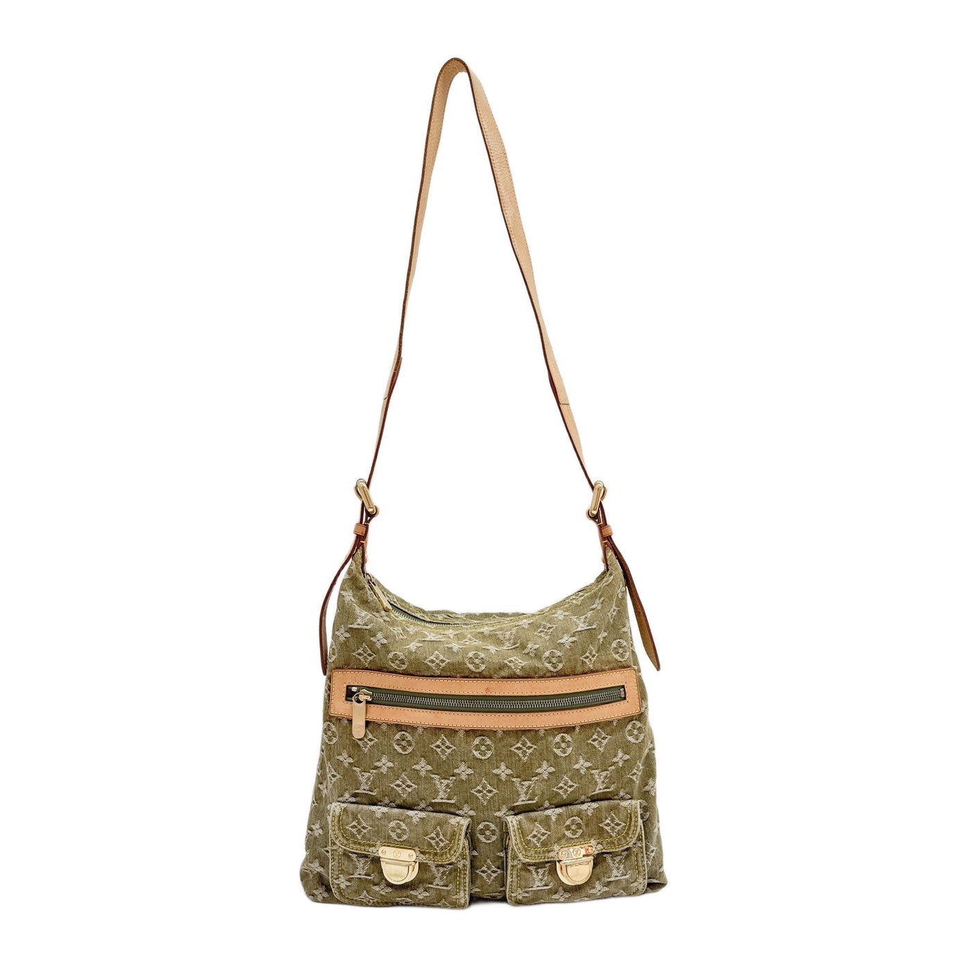 Neo Baggy Green Monogram Canvas Denim Shoulder Bag