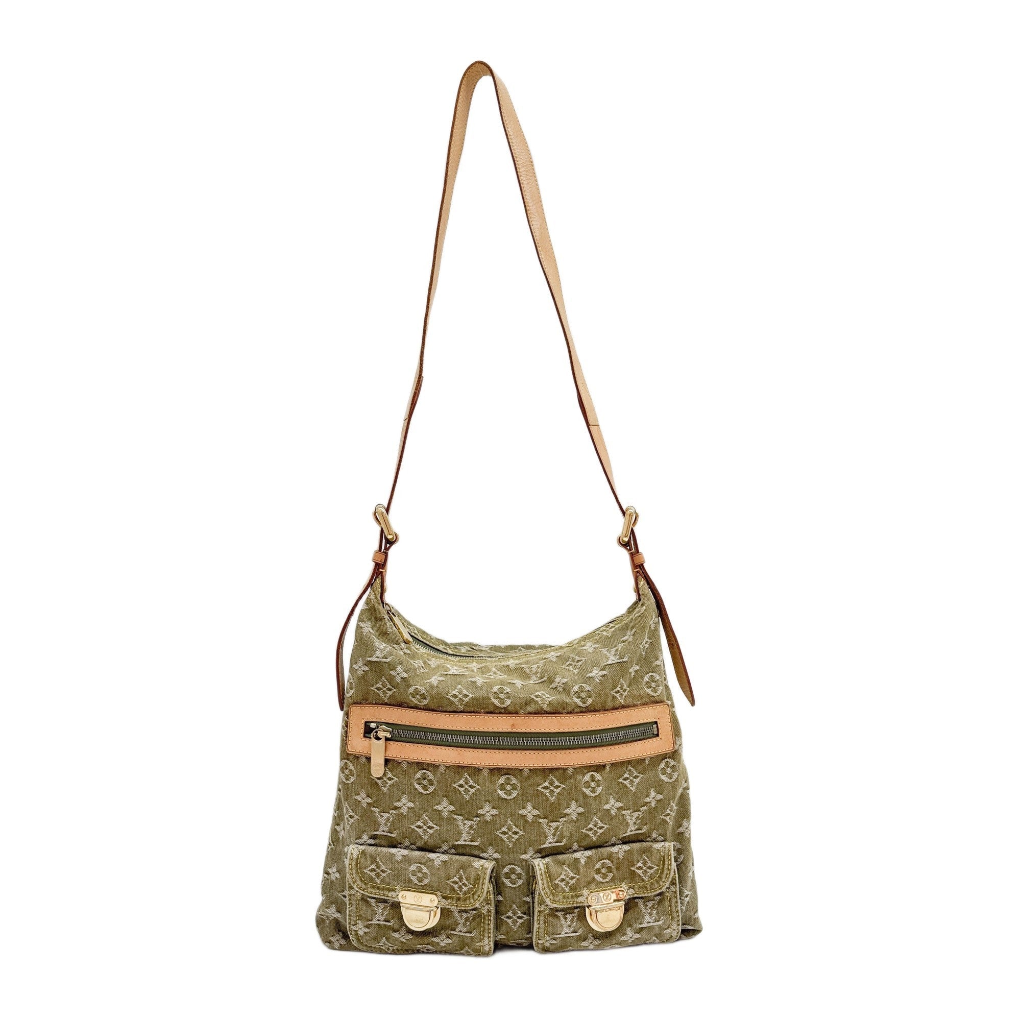 Neo Baggy Green Monogram Canvas Denim Shoulder Bag