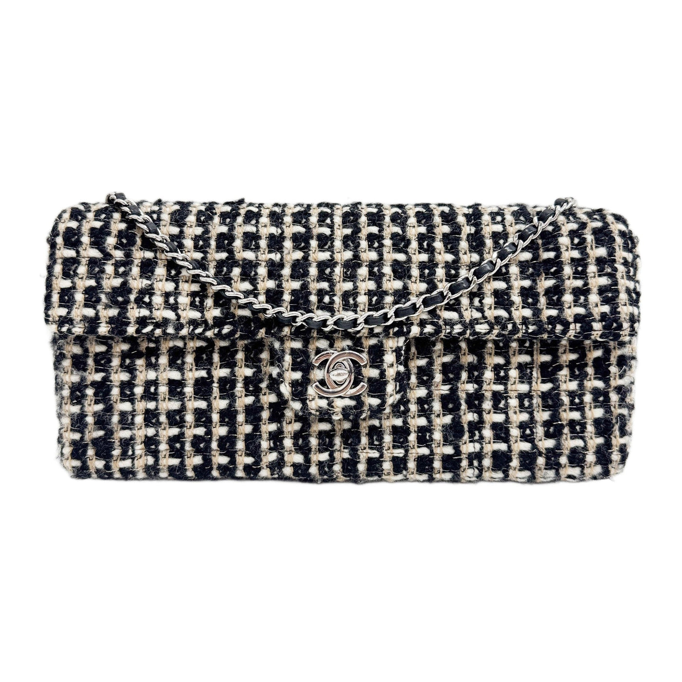 East West Flap 2002-2003 Black & White Tweed Shoulder Bag