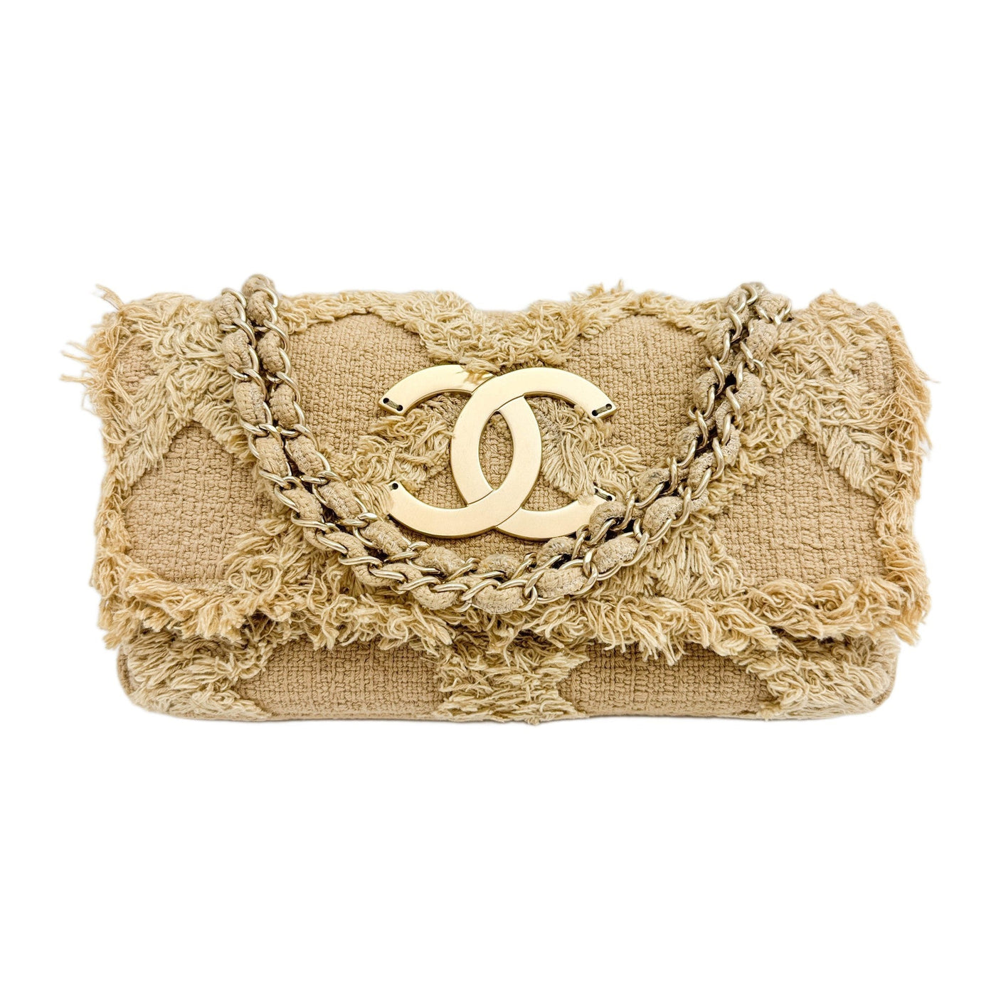 Natural Flap 2009-2010 Beige Tweed Shoulder Bag