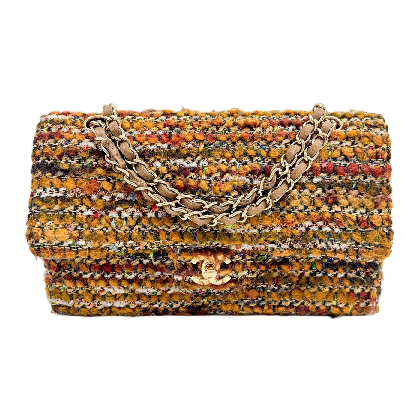 Double Flap 2003-2004 Multicolored Brown Tweed Shoulder Bag
