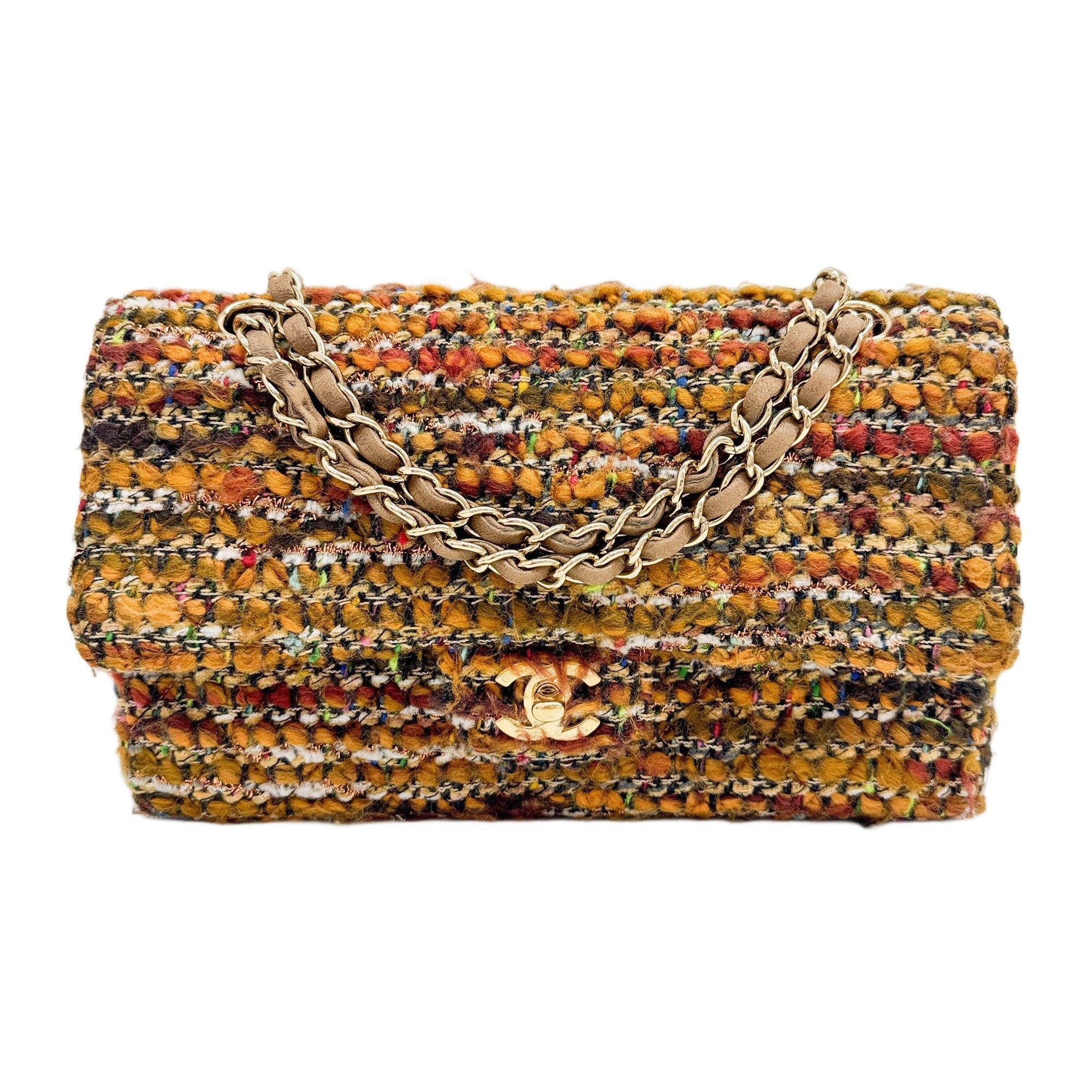 Double Flap 2003-2004 Multicolored Brown Tweed Shoulder Bag
