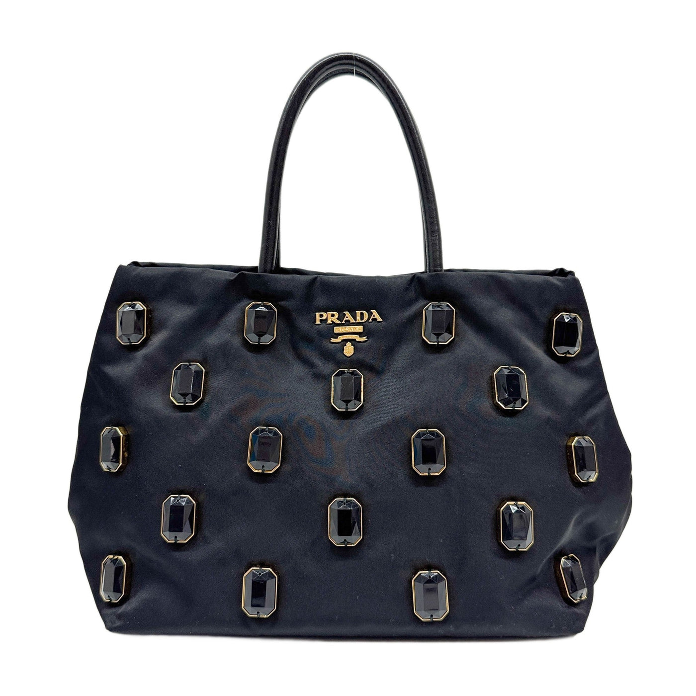Rhinestone Black Nylon Shoulder Bag