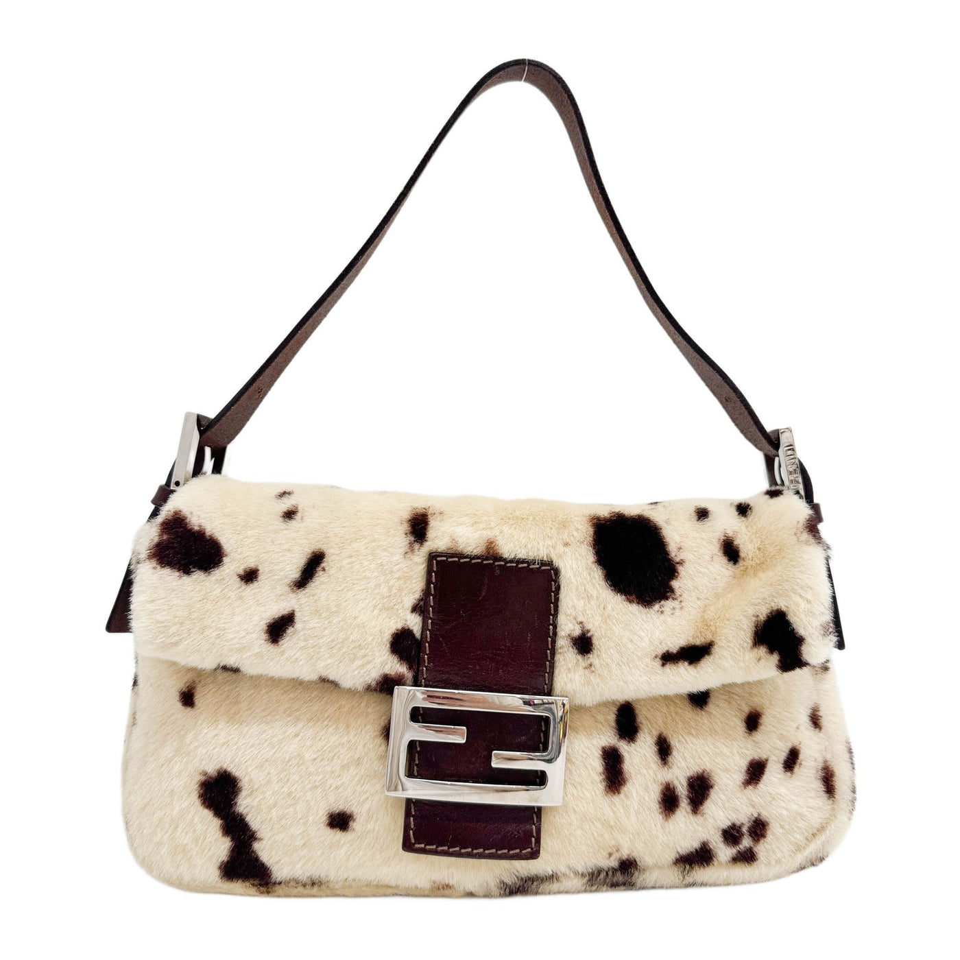 Baguette Brown Cow Print Shoulder Bag