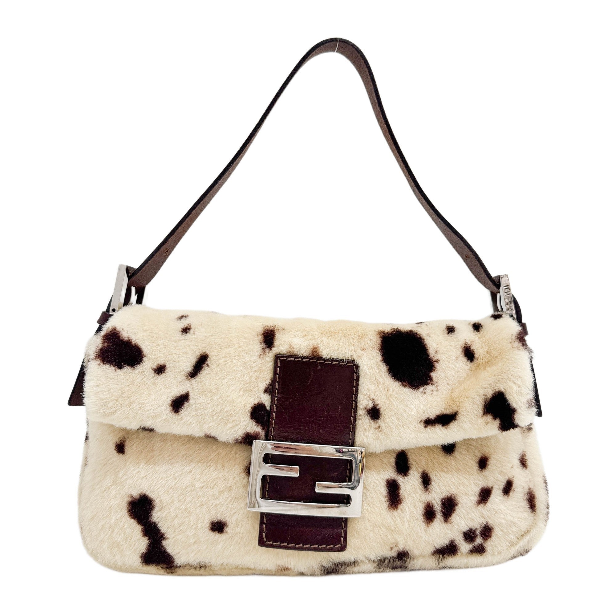 Baguette Brown Cow Print Shoulder Bag