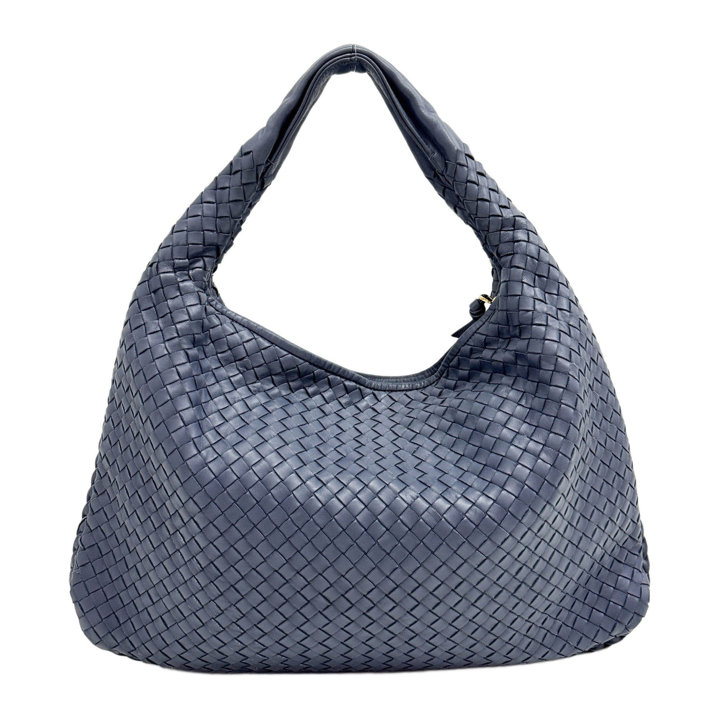 Intrecciato Blue Leather Shoulder Bag