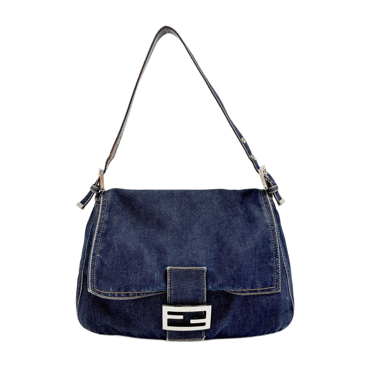 Mamma Baguette Blue Denim Shoulder Bag