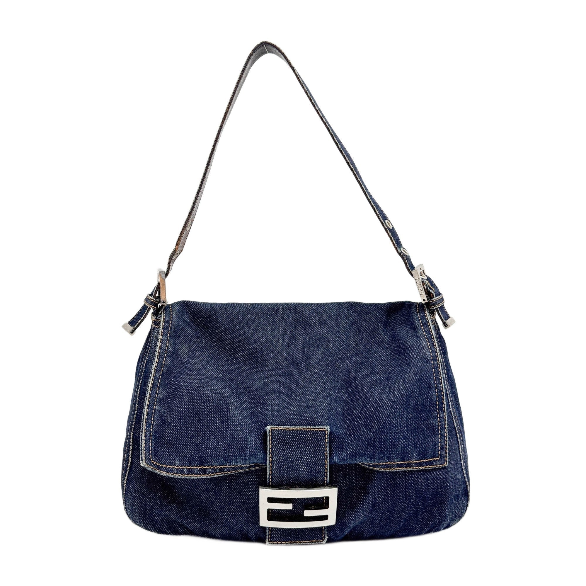 Mamma Baguette Blue Denim Shoulder Bag