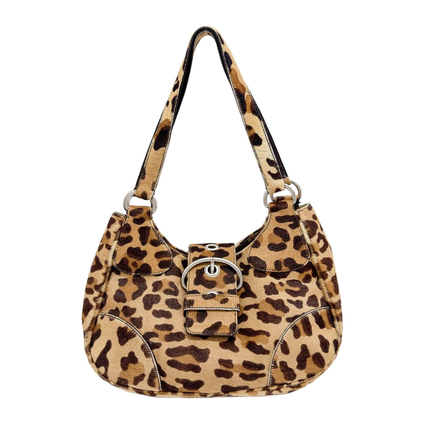 Cavallino Brown Leopard Print Pony Hair Shoulder Bag