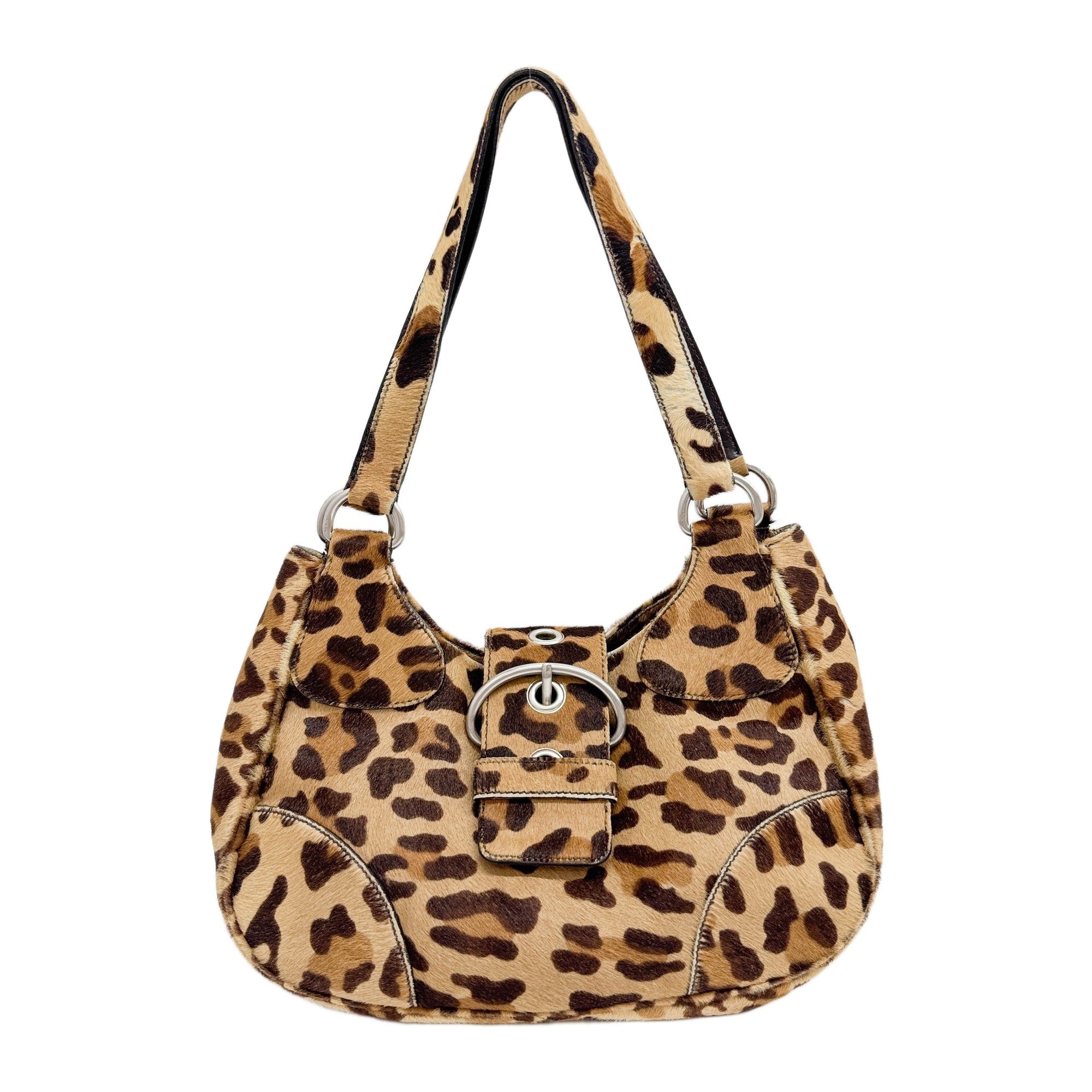 Cavallino Brown Leopard Print Pony Hair Shoulder Bag