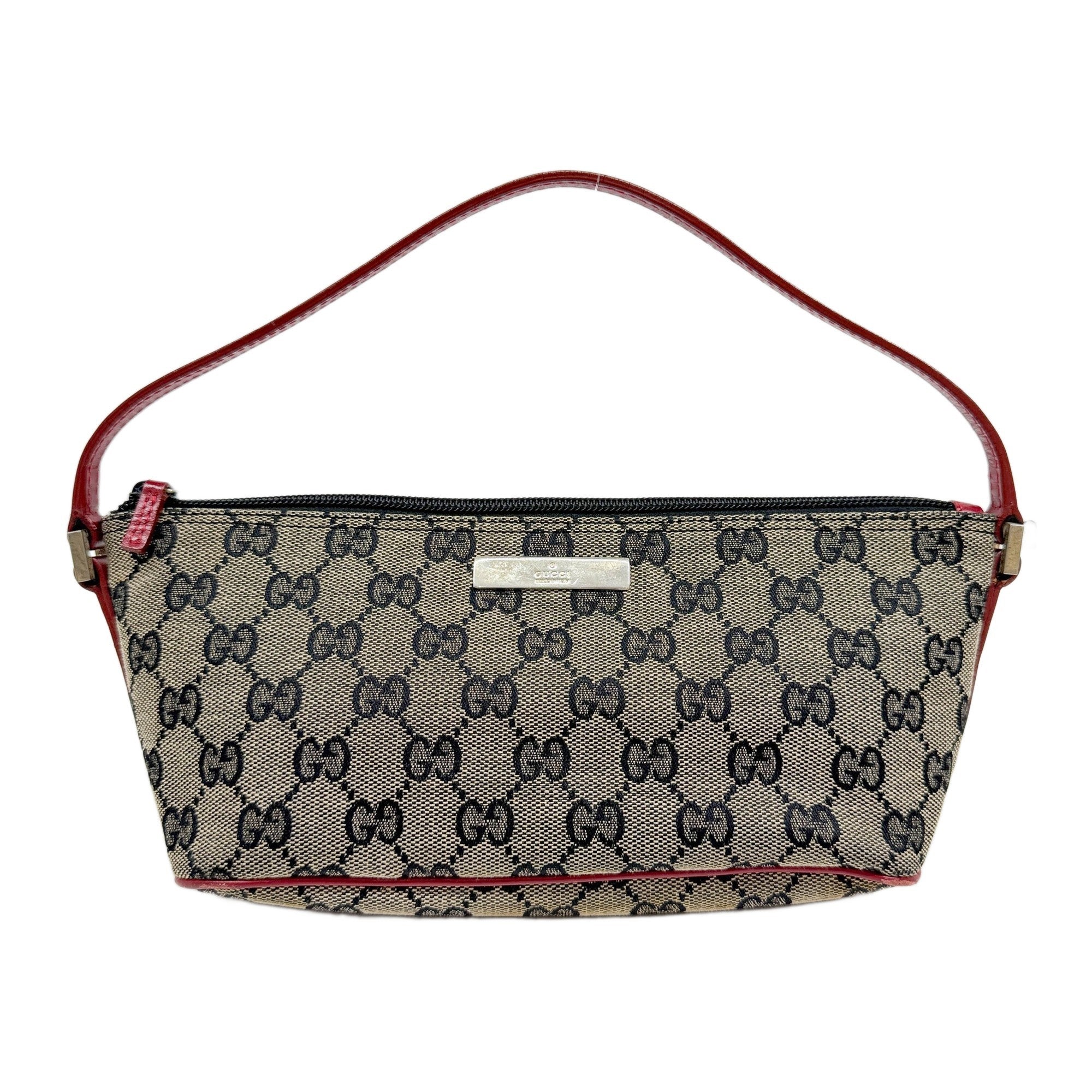 Boat Red Trim Brown GG Canvas Shoulder Bag