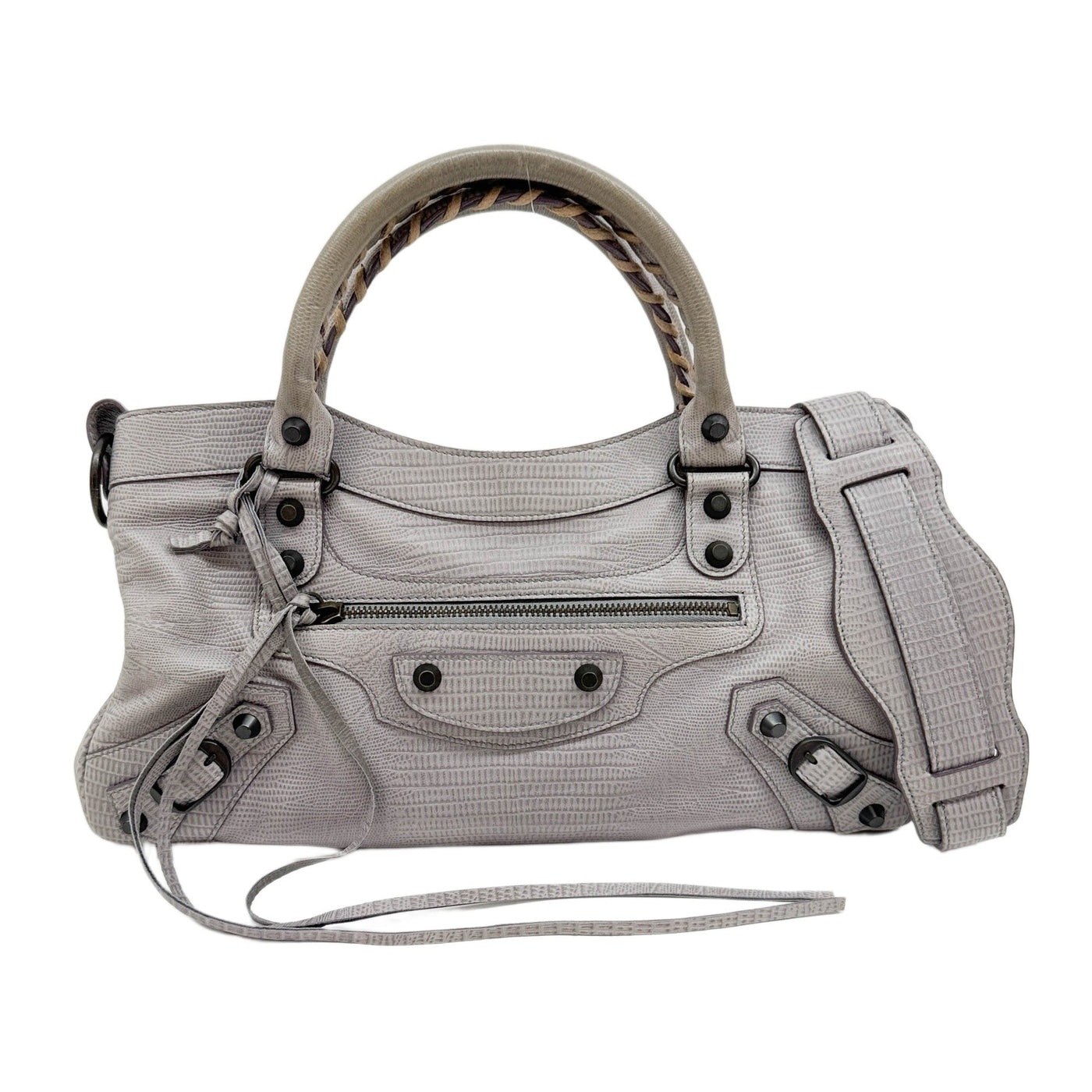 The First Grey Leather Two Way Bag