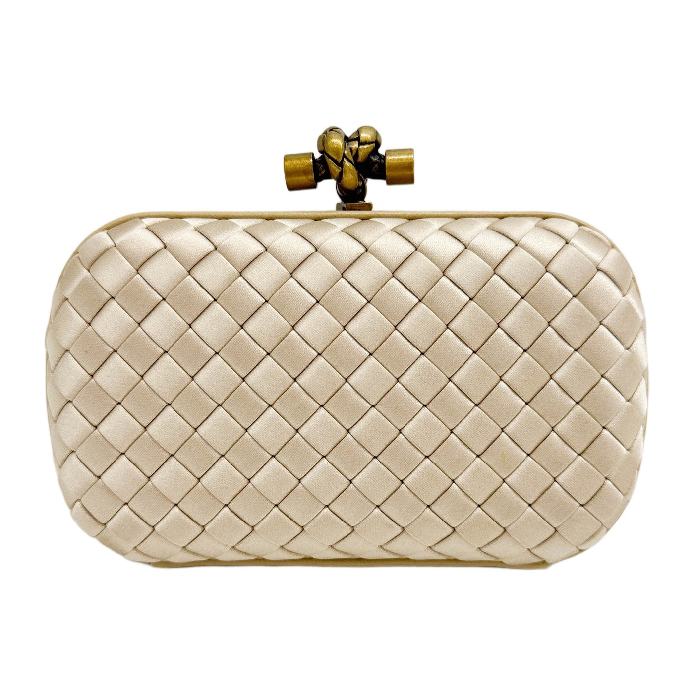 Intrecciato Gold Satin Clutch Bag