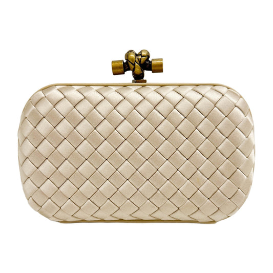 Intrecciato Gold Satin Clutch Bag