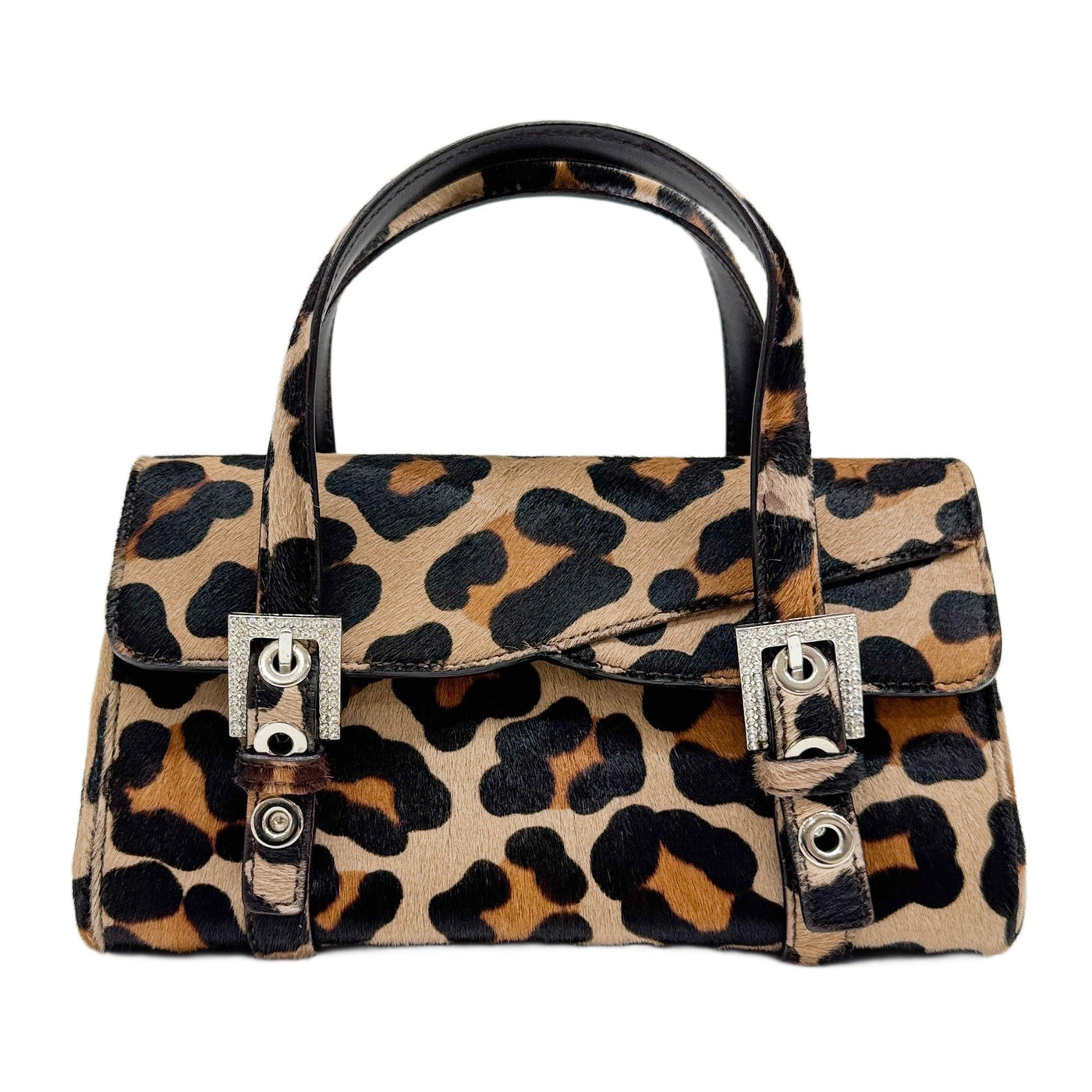 Brown Cheetah Pony Hair Shoulder Hand Bag