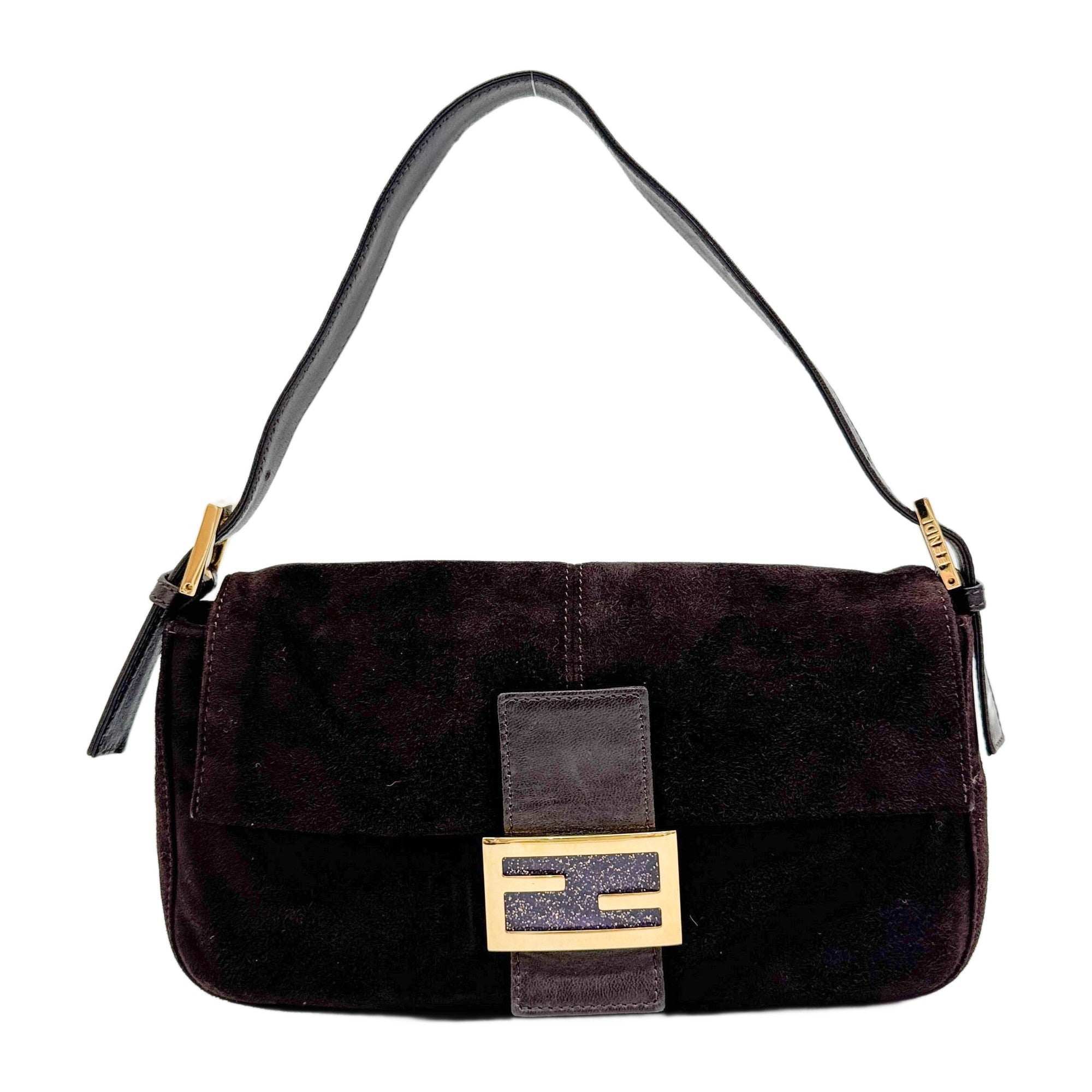 Baguette Brown Suede Shoulder Bag