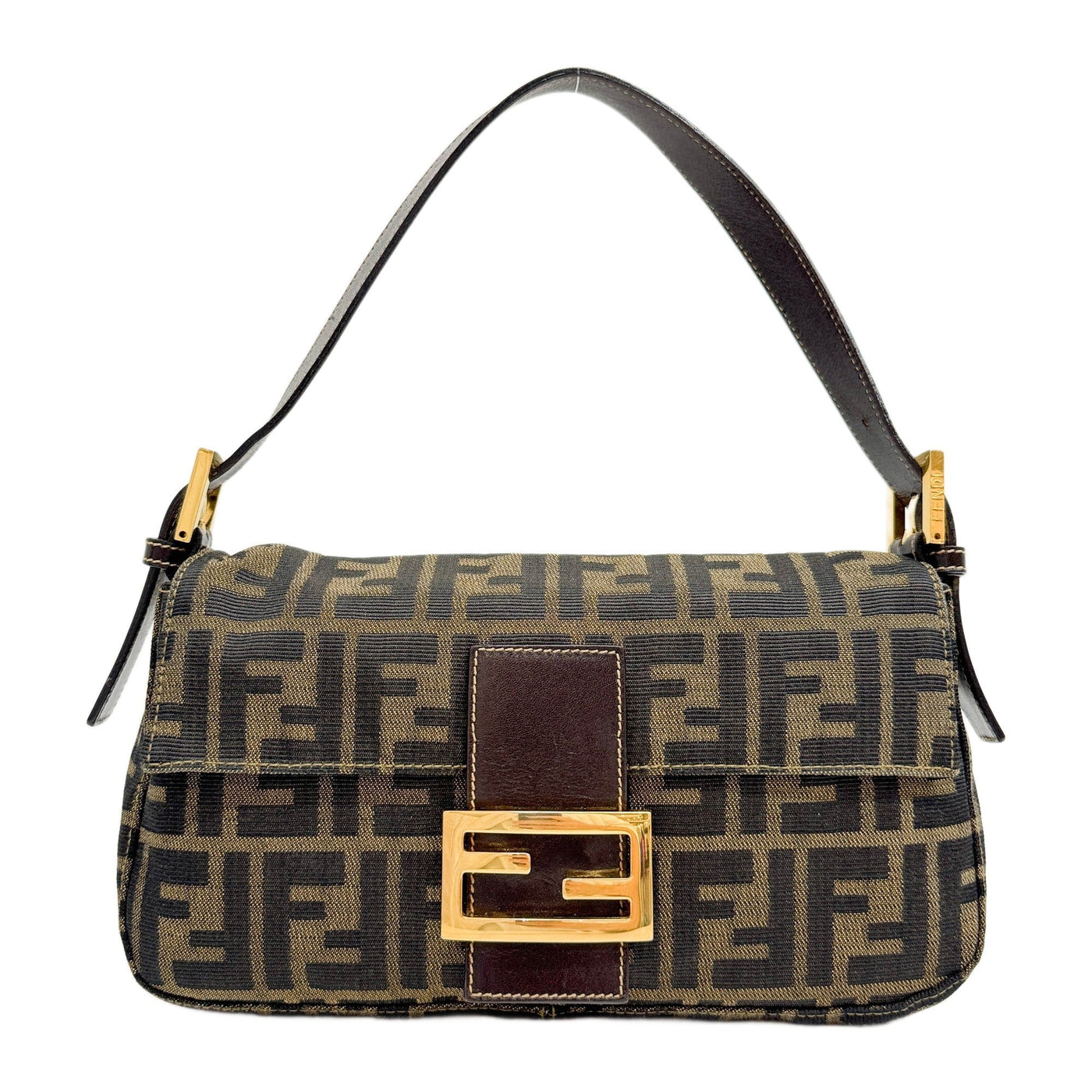 Baguette Zucca Brown Canvas Shoulder Bag