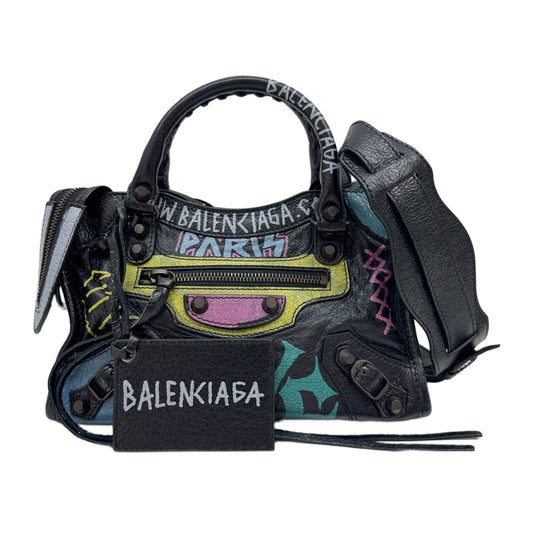 Mini City Classic Graffiti Black Leather Two Way Bag