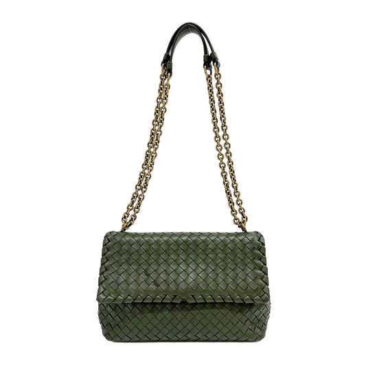 Olimpia Intrecciato Olive Green Leather Chain Shoulder Bag