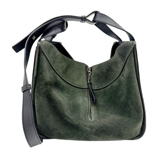 Mini Hammock Green Suede and Leather Handle Bag