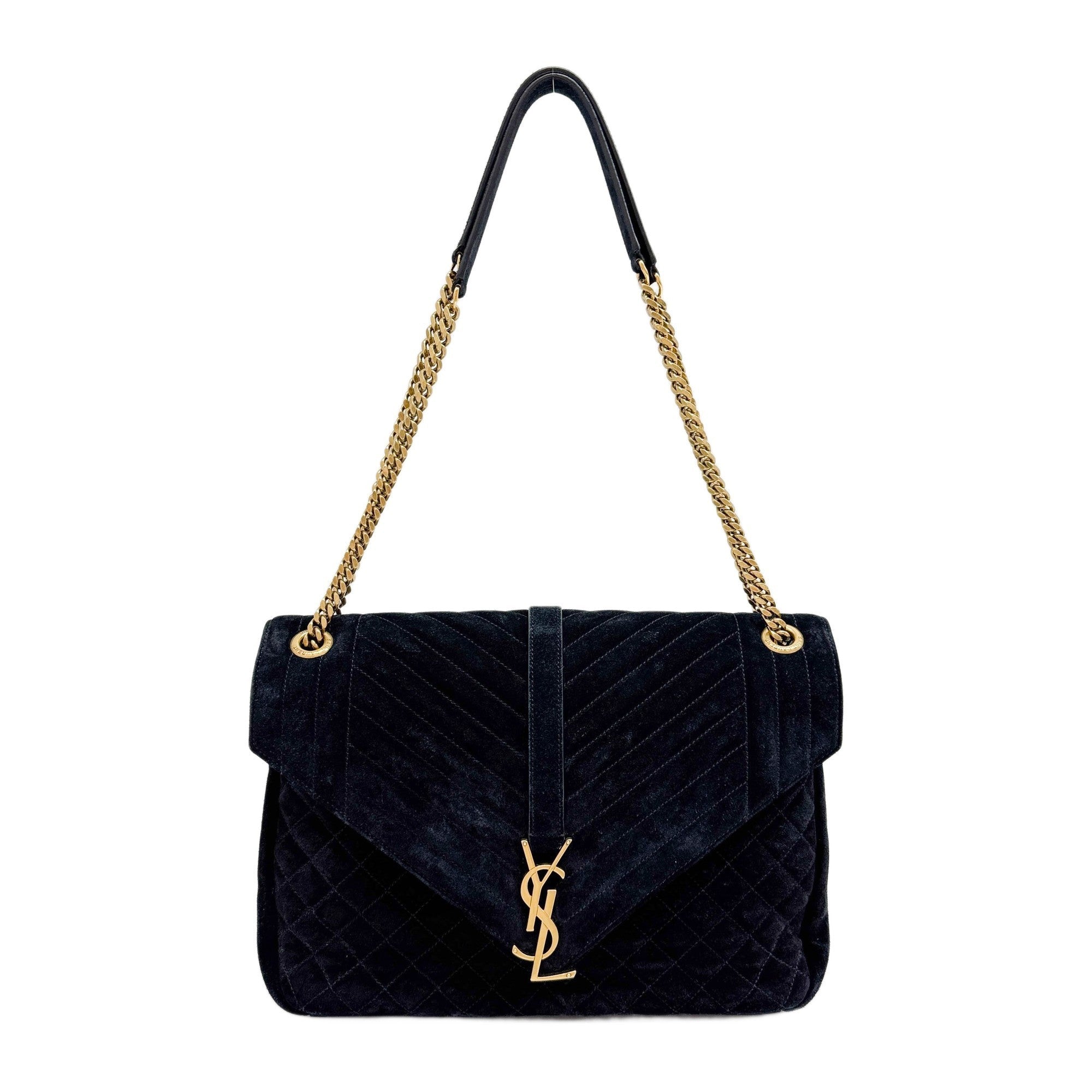 Envelope Black Suede Chain Shoulder Bag