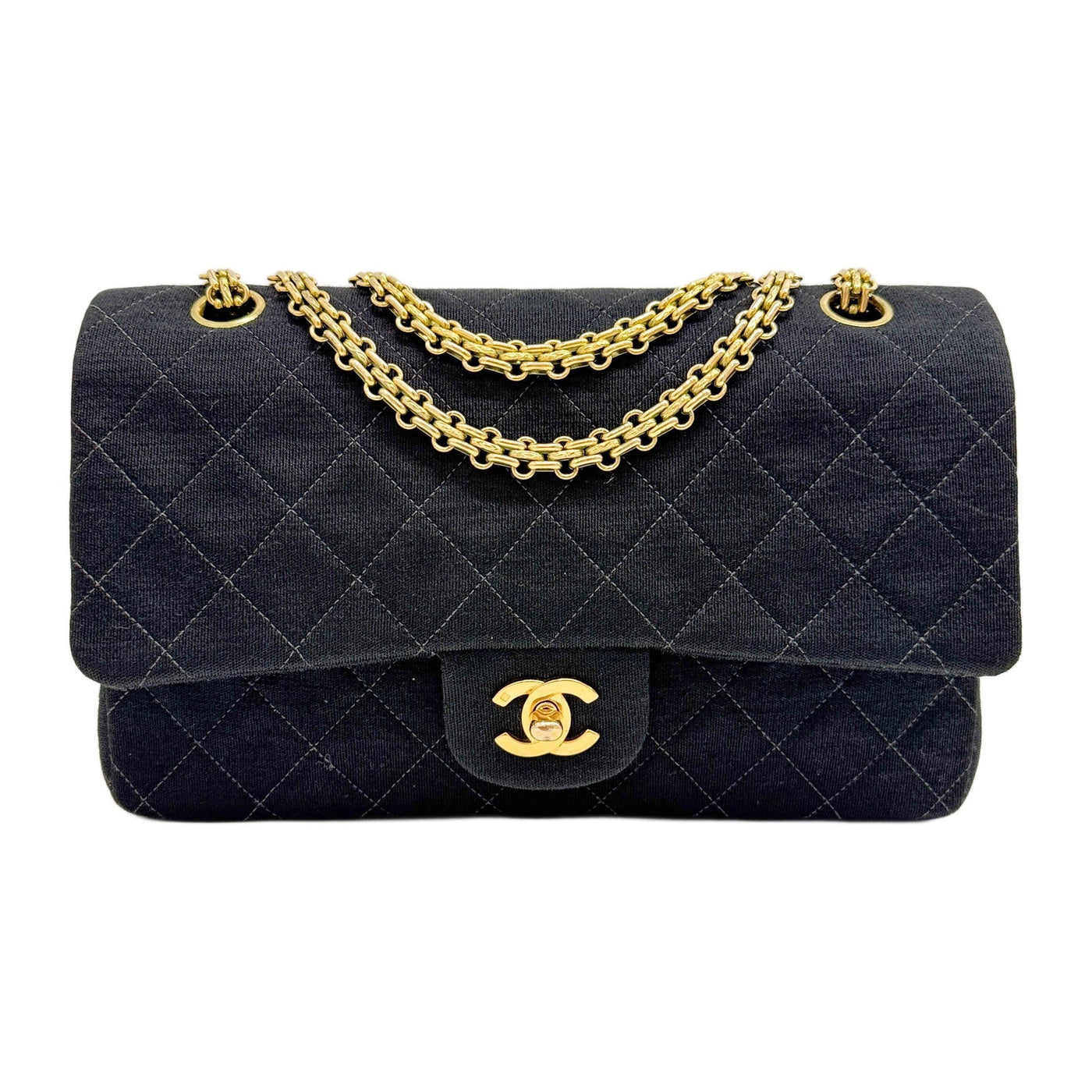 Classic Double Flap 1996-1997 Matelasse Black Cotton Shoulder Bag
