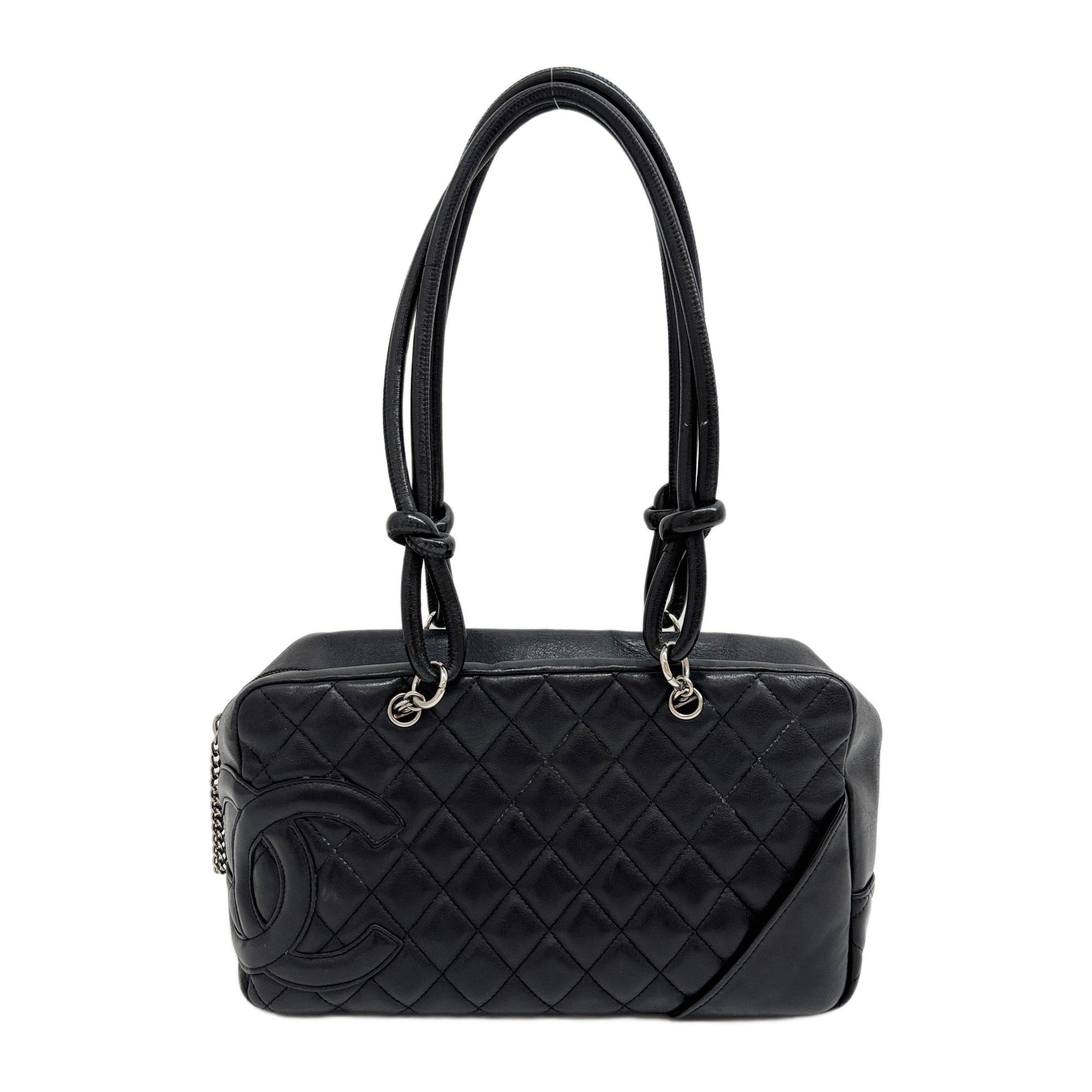 Cambon Bowling 2004-2005 Matelasse Black Leather Shoulder Bag