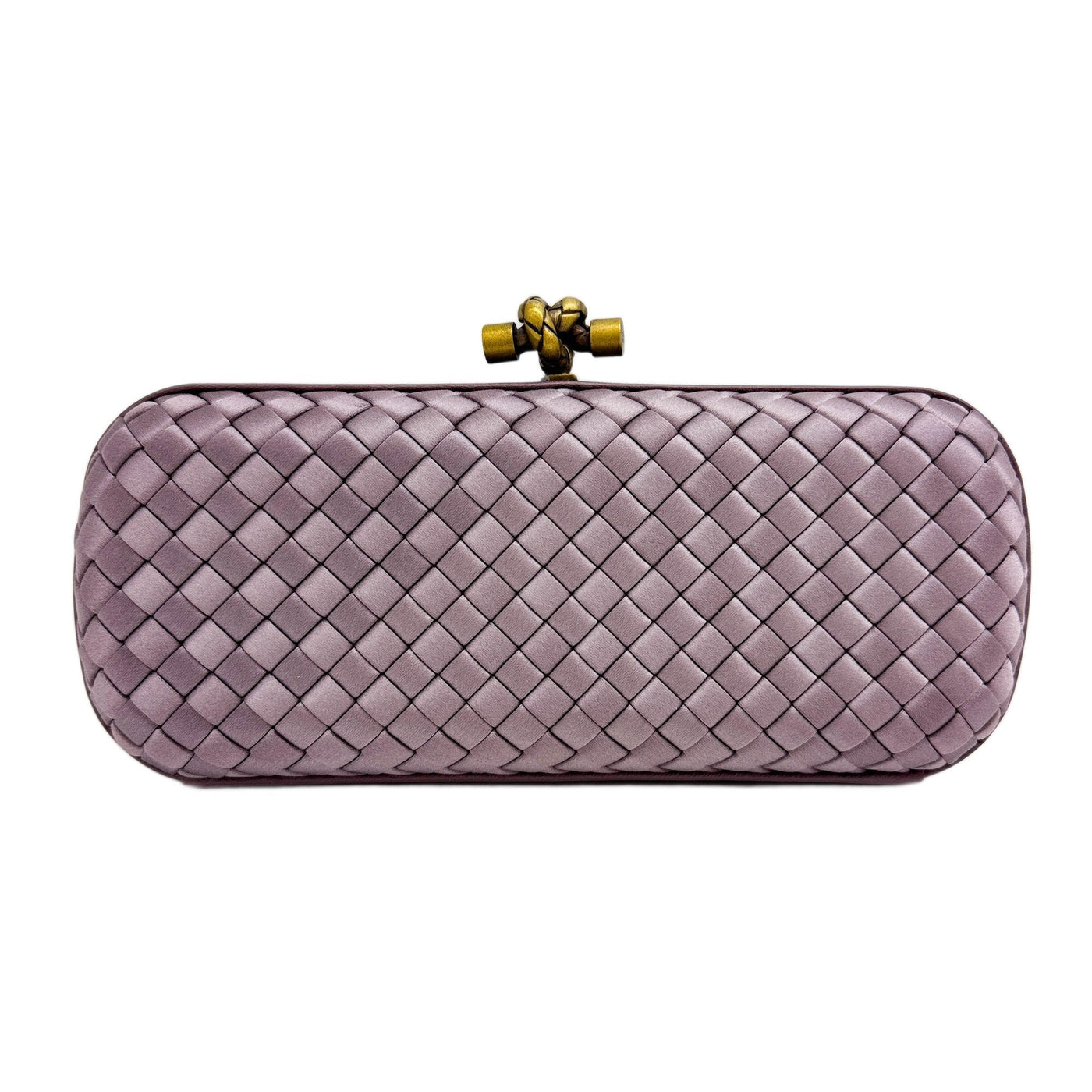 Intrecciato Lilac Satin Clutch Bag