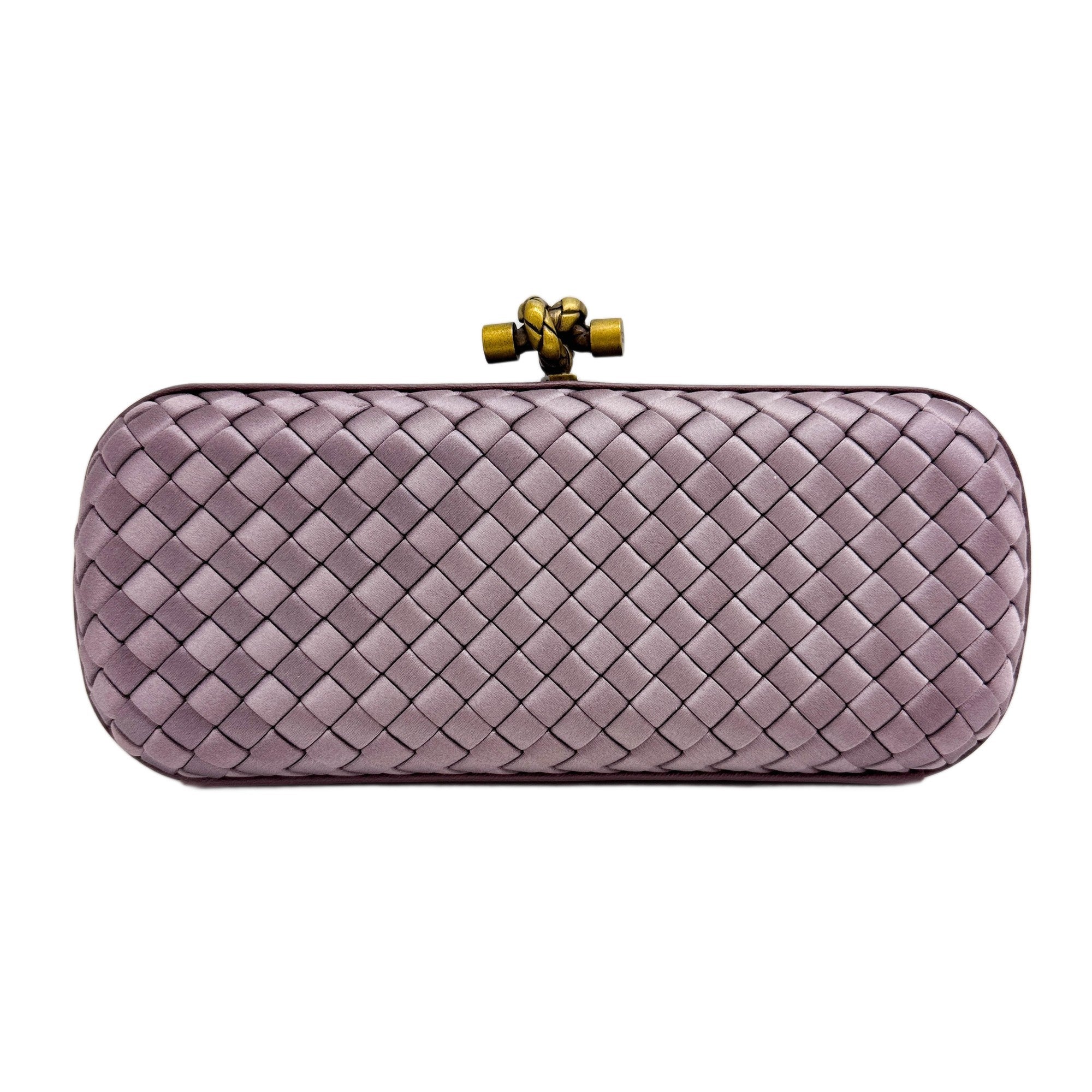 Intrecciato Lilac Satin Clutch Bag