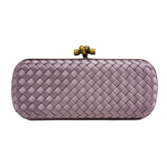 Intrecciato Lilac Satin Clutch Bag