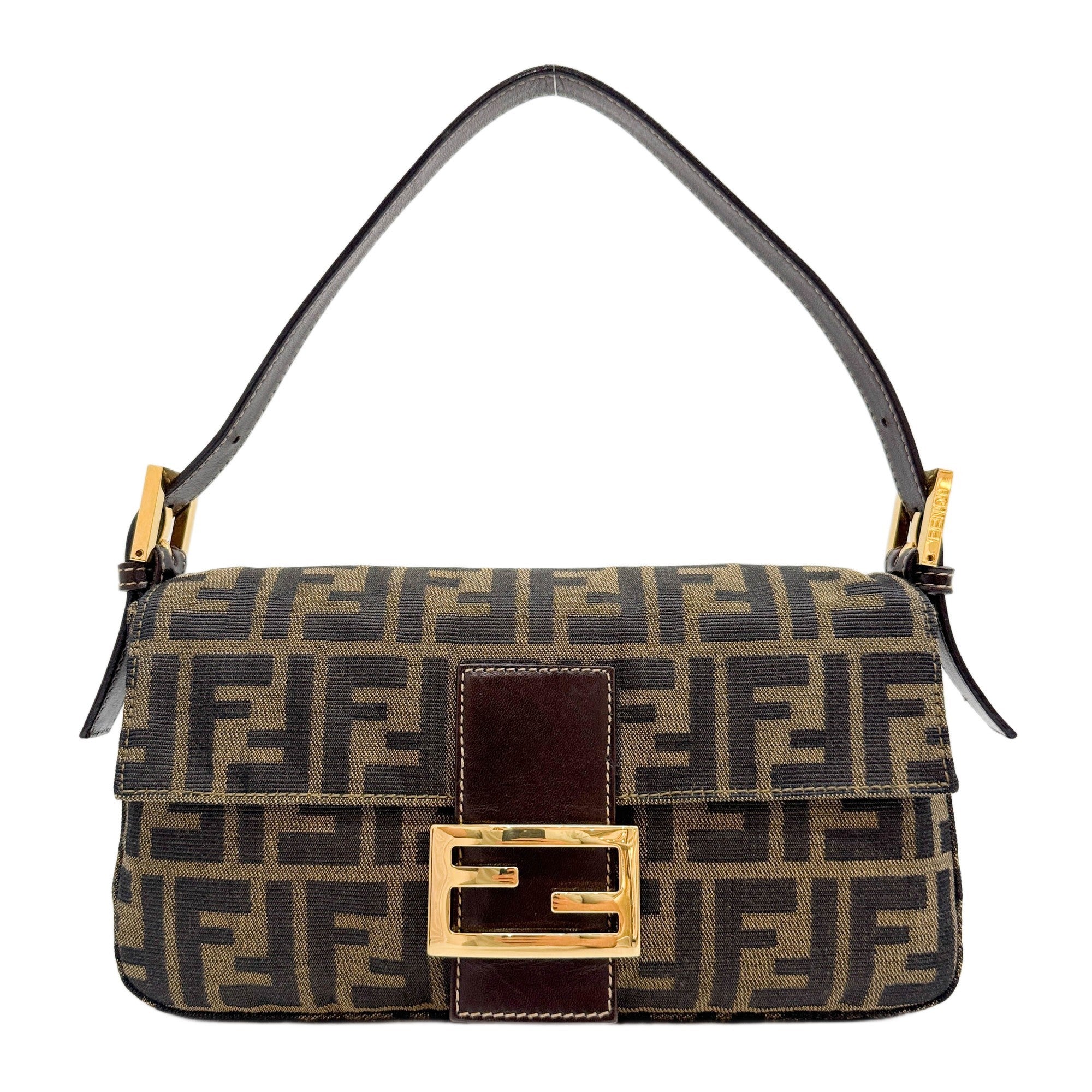 Baguette Brown Zucca Canvas Shoulder Bag