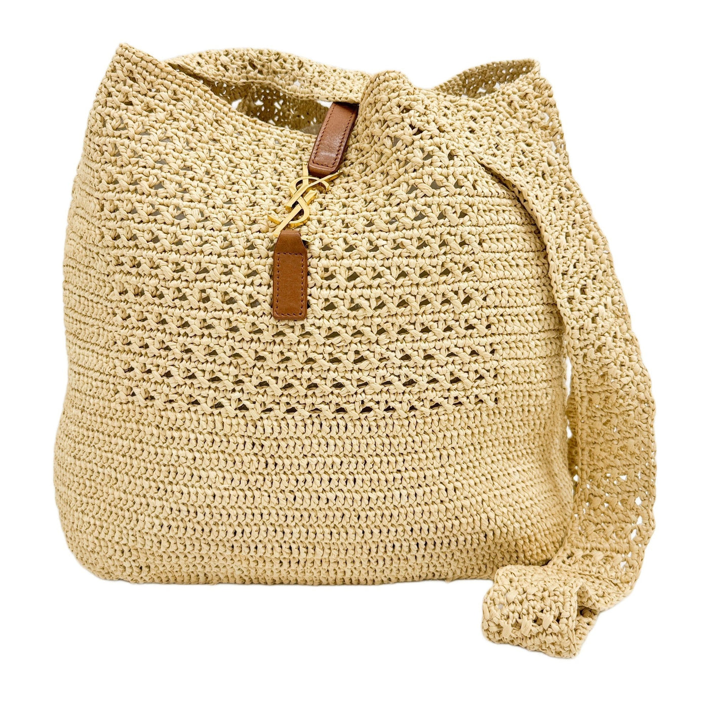 Crochet Beige Raffia Hobo Shoulder Bag