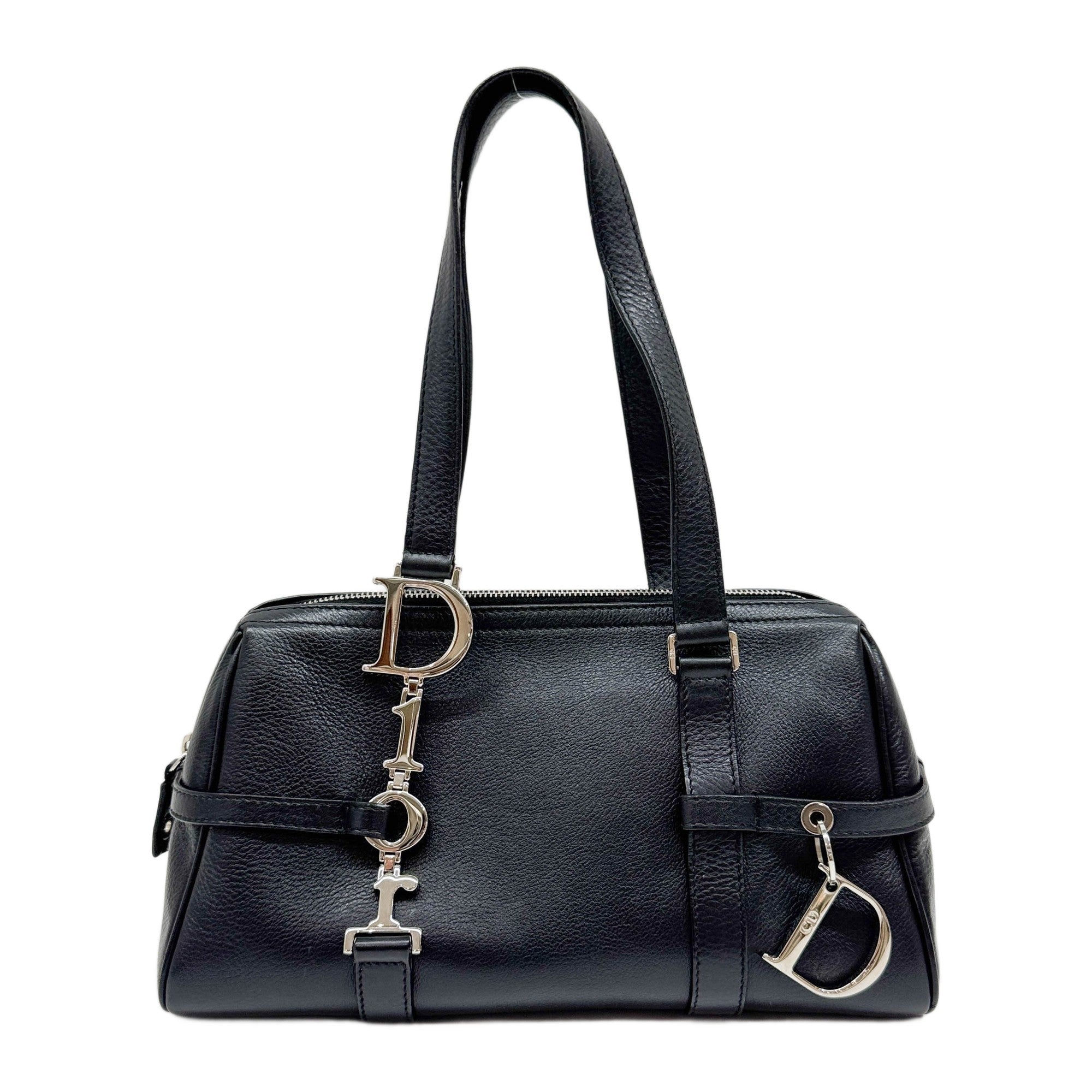 Black Leather Handle Bag