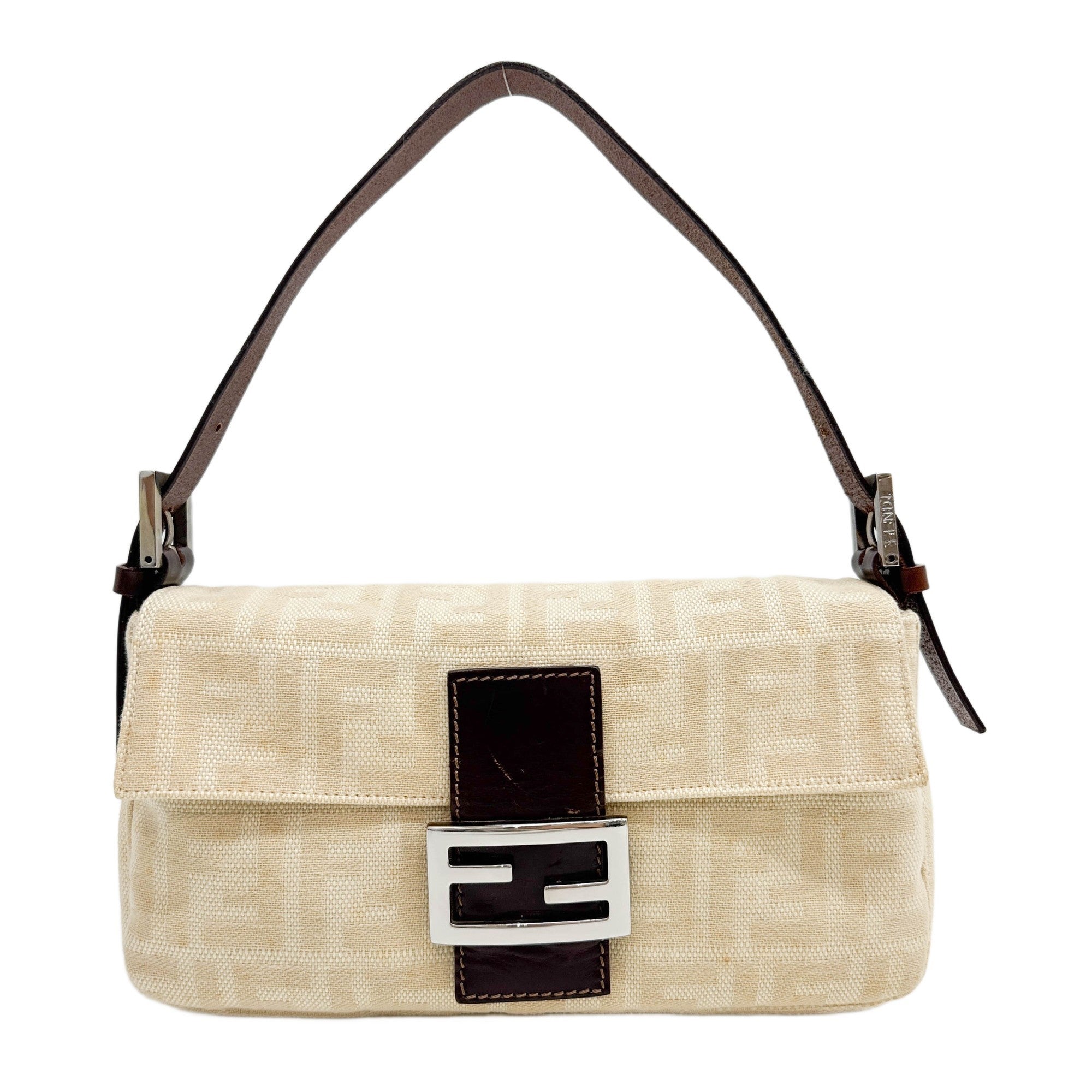 Baguette Zucca Beige Canvas Shoulder Bag