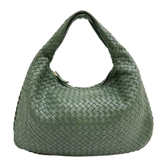 Veneta Intrecciato Forest Green Leather Shoulder Bag