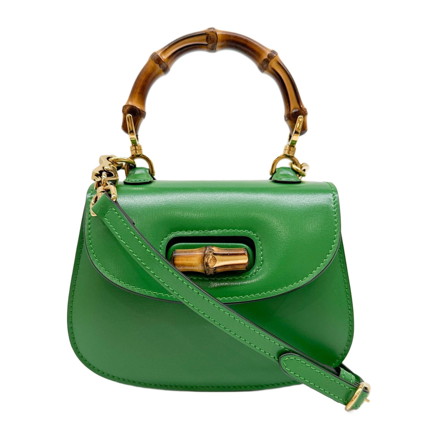 Convertible Bamboo Green Leather Two Way Bag