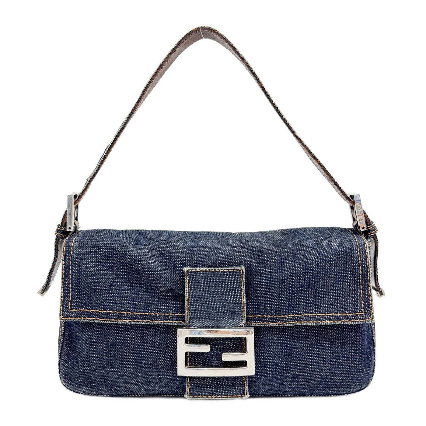 Baguette Blue Denim Shoulder Bag