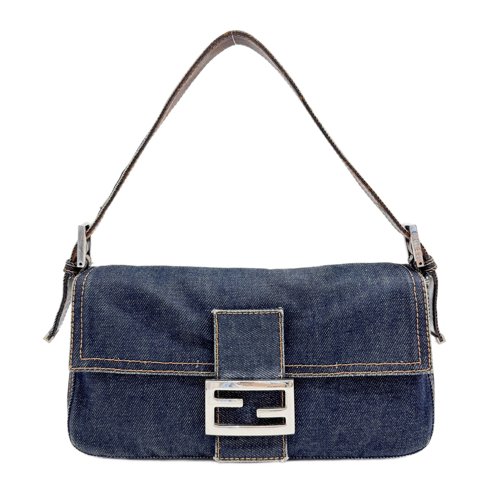 Baguette Blue Denim Shoulder Bag